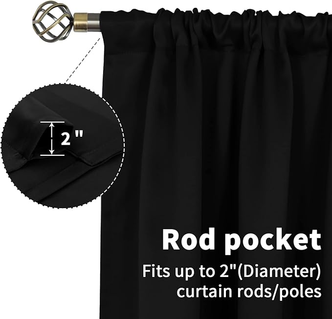 BGment Black Blackout Curtains for Bedroom 52 x 72 Inch Long - Image 4