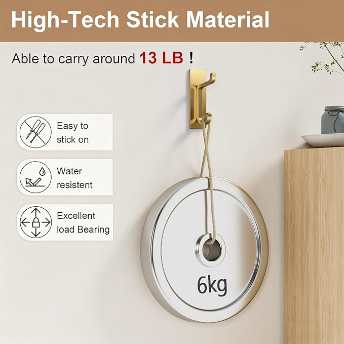 pickpiff Self Adhesive Hooks, Extra Sticky 10LB, Heavy Duty Stainless, Stick On - Image 2