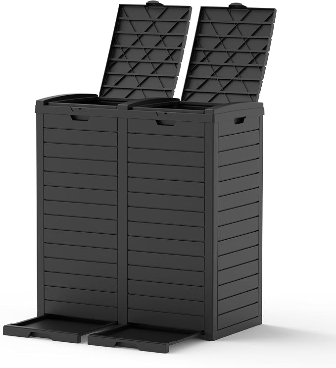62 Gallon Outdoor Trash Can, Waterproof Resin Trash Can by GGYI