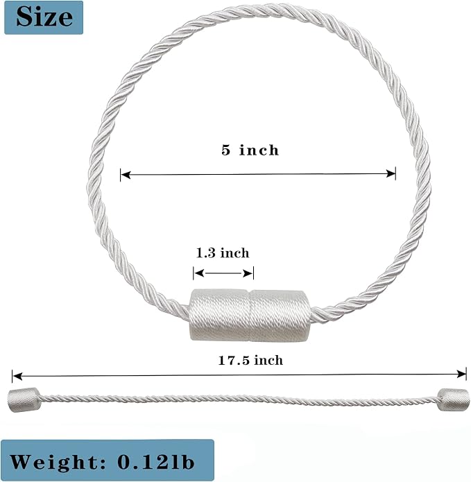 4 Pack White Strong Magnetic Curtain Tiebacks Outdoor Elegant Decorative Tie - Image 3