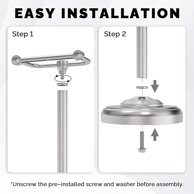 Toilet Paper Holder Stand, Brushed Nickel Toilet Paper Holder Free Standing - Image 8