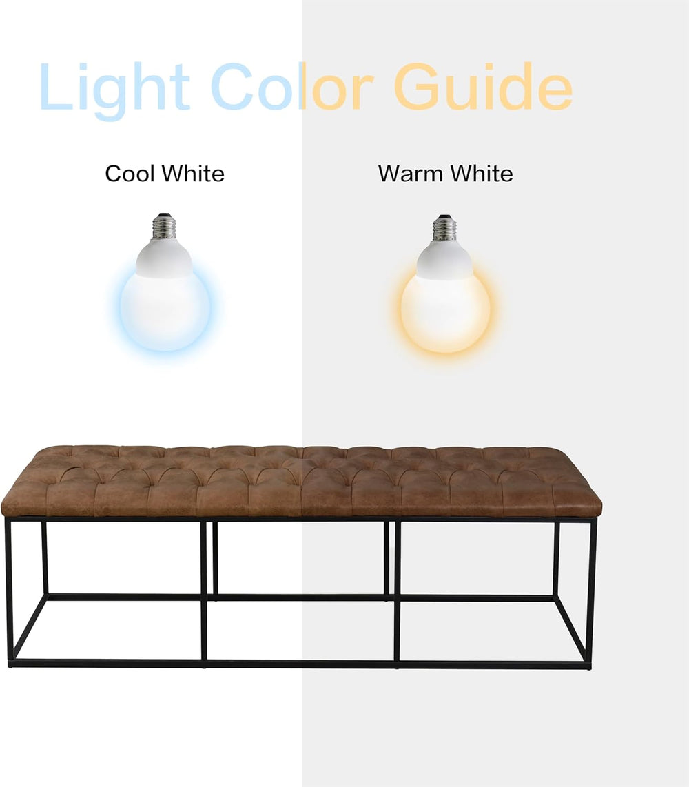 HomePop 58" Large Upholstered Bench - Light Brown PU Leather