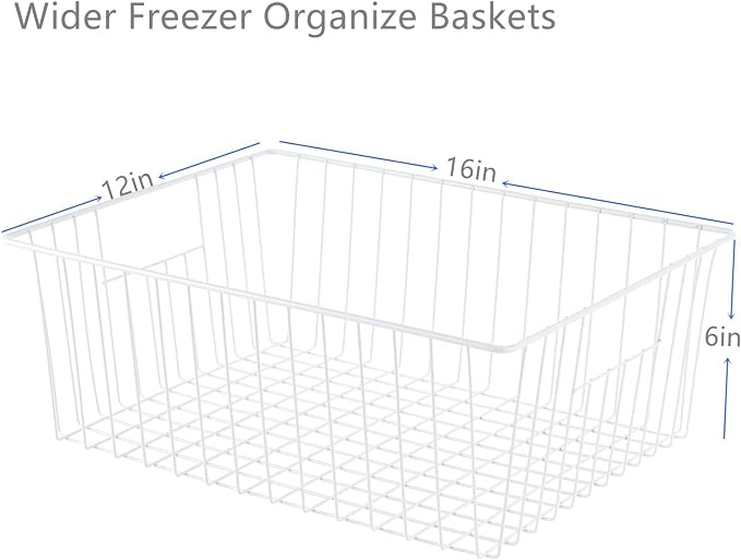 16" L x 12" W Wider Freezer Storage Organizer Baskets Container, Deep Metal - Image 6