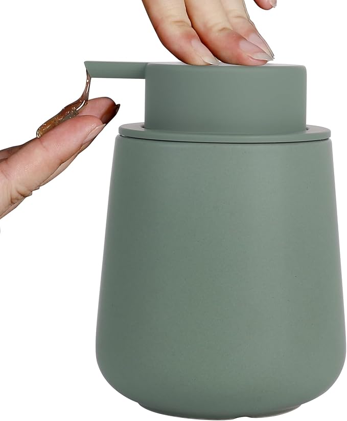 INGOFIN Ceramic Lotion Dispenser - 12oz Refillable Hand Soap Dispenser Bathroom by INGOFIN
