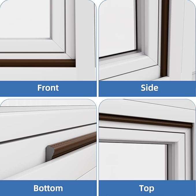 Wedge-Shape Window Weather Stripping Door Frame Seal Strip 118” Brown, Upgrade - Image 7