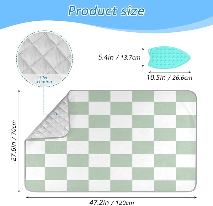 Checkered Green and White Png Ironing Mat Thickened Ironing Blanket Travel - Image 2