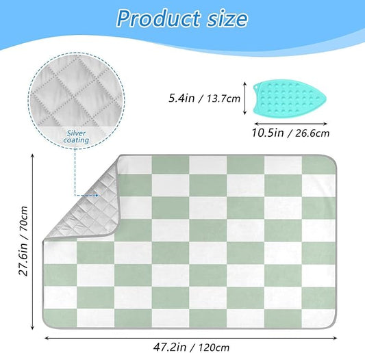 Checkered Green and White Png Ironing Mat Thickened Ironing Blanket Travel - Image 2