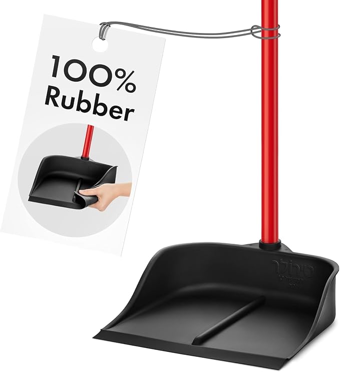 Dustpan with Handle by Ravmag- Solid Natural Rubber Construction- 29” Long by Ravmag