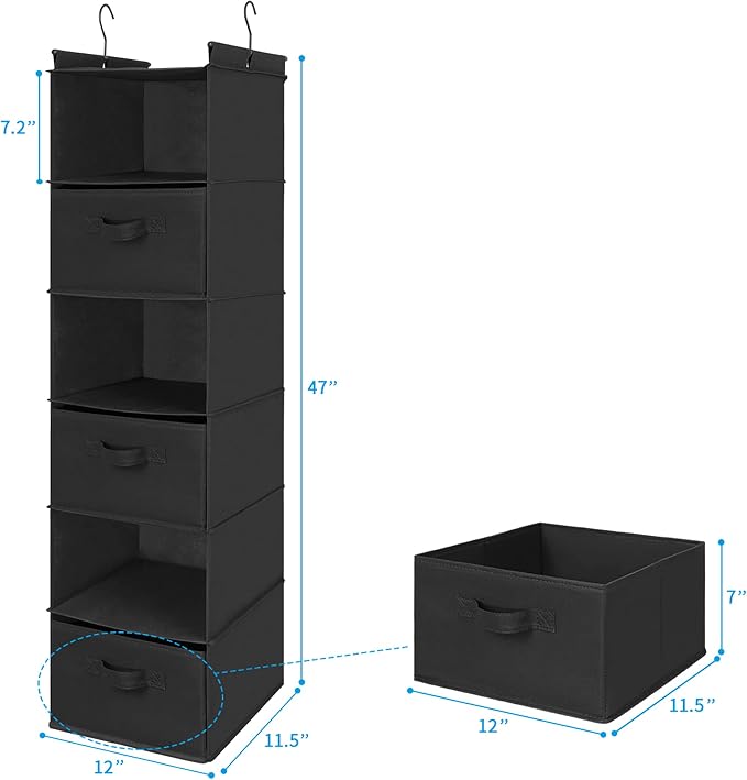 MAX Houser 6 Tier Shelf Hanging Closet Organizer, Closet Hanging Shelf - Image 3
