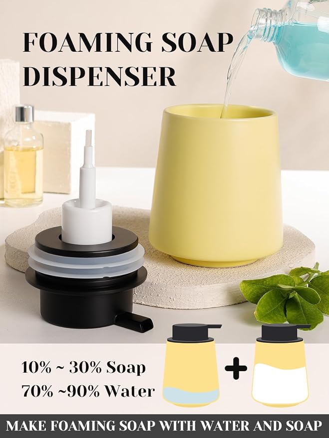 INGOFIN Ceramic Foaming Soap Dispenser -14 oz Foam Hand Soap Dispenser Bathroom - Image 3