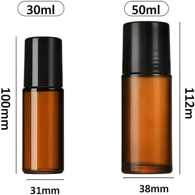 2Pcs Brown 30ml Glass Essential Oil Roller Bottles Refillable Roll on Bottles - Image 2