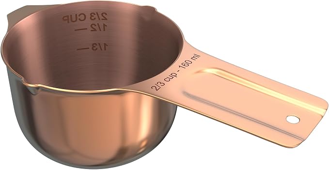 Color Up ⅔ Cup Measuring Cup – Premium Copper Stainless Steel, Accurate - Image 5