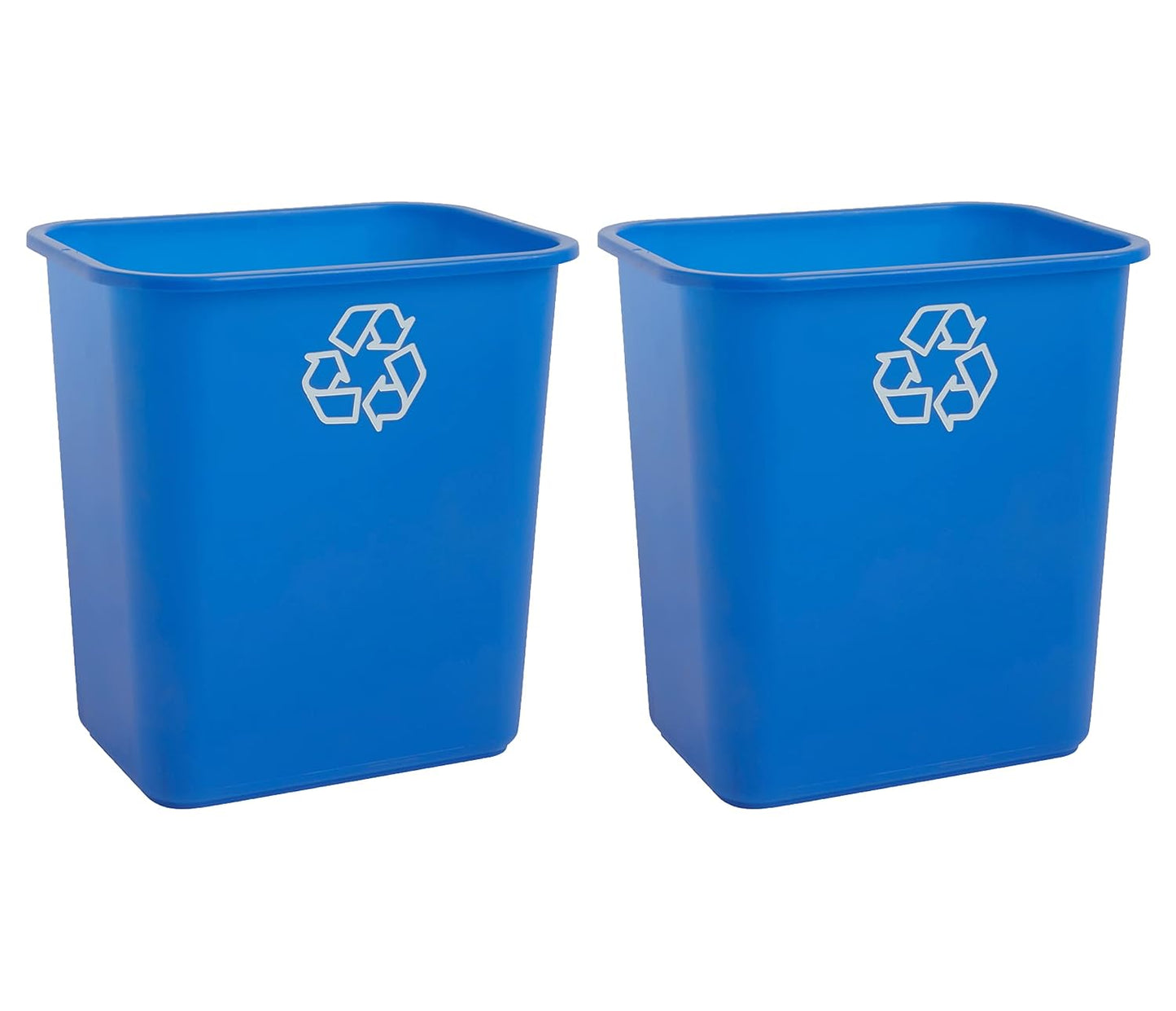 United Solutions 7 Gallon / 28 Quart Space Saving Recycling Bin, Fits Under Desk and Small, Narrow Spaces in Commercial, Kitchen, Home Office, and Dorm, Easy to Clean, 2 Pack, Recycle Blue | Slim 30.8-quart recycling bins fit small spaces in offices