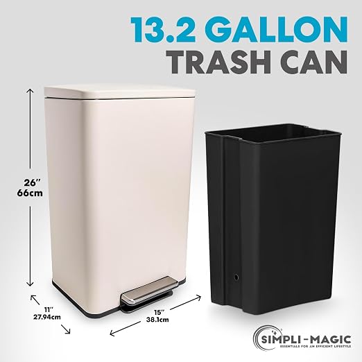 50 Liter / 13.2 Gallon Soft-Close, Smudge Resistant Trash Can - Image 2