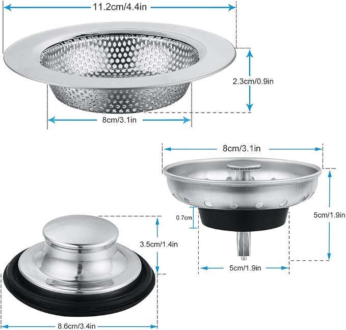 Kitchen Sink Drain Strainer 6 Pack Stainless Steel Sink Stopper, Anti-Clogging - Image 3