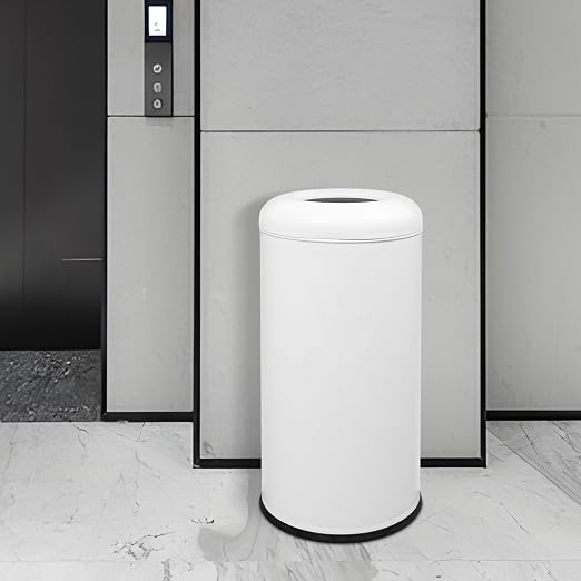 58.6 Liter / 15.48 Gallon Commercial Open Top Trash Can White Stainless Steel - Image 3