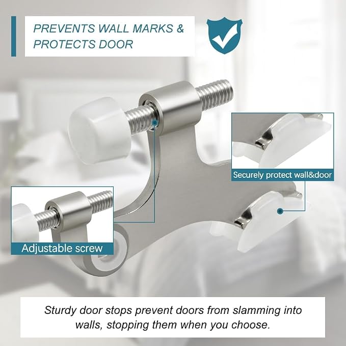 48 Pack Hinge Pin Brushed Nickel Door Stopper, Adjustable Heavy Duty Hinge Pin - Image 3