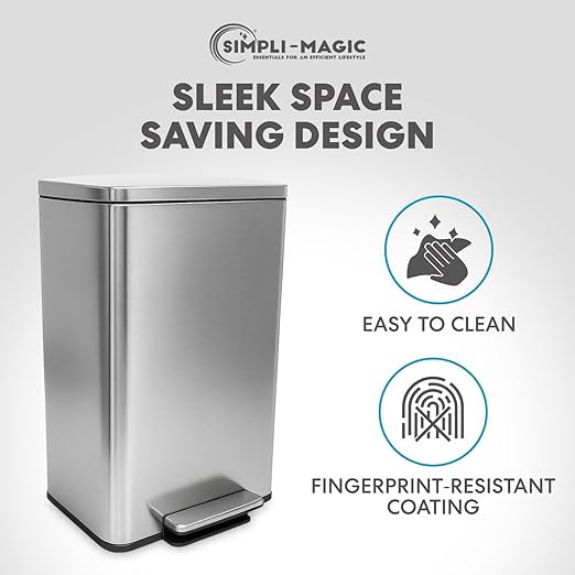 SIMPLI-MAGIC 50 Liter / 13.2 Gallon Soft-Close, Smudge Resistant Trash Can - Image 6