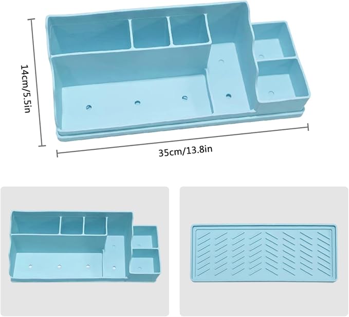 Silicone Multifunctional Bathroom Organizer Countertop, 7Compartment Silicone - Image 5