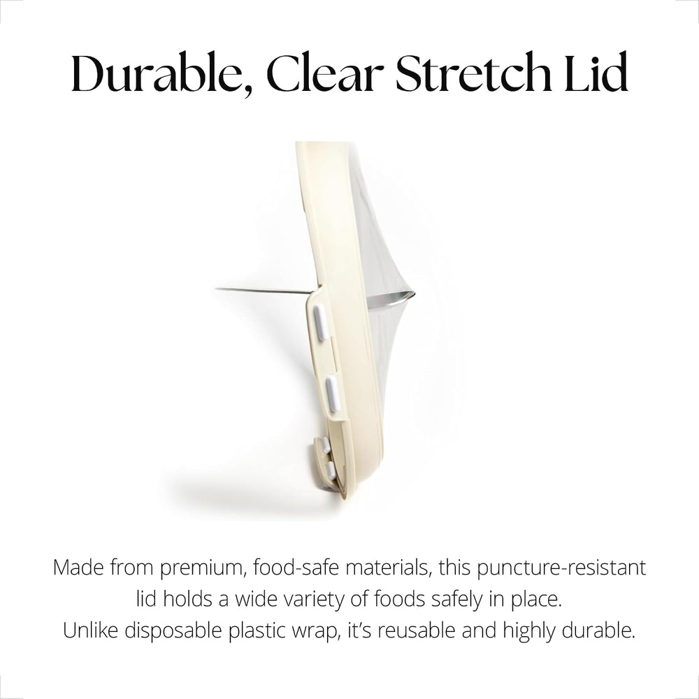 Crudités Portable Stretch-Lid Snack Tray, Square 4-Pack, Cream White