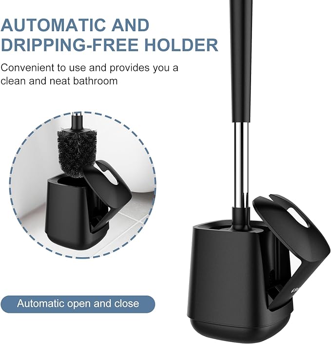 SetSail Toilet Brush and Holder, Self Closing Lid Toilet Bowl Brushes Holder - Image 4