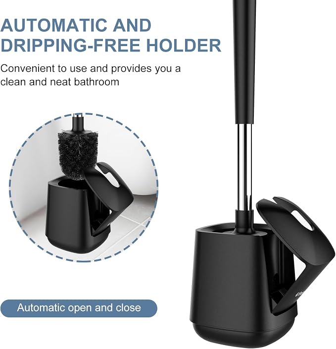 SetSail Toilet Brush and Holder, Self Closing Lid Toilet Bowl Brushes Holder - Image 4