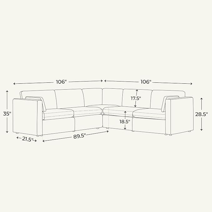 CHITA Oversized Modular Sectional Sofa Set, FSC Certified Extra Large 5 Seat V - Image 2