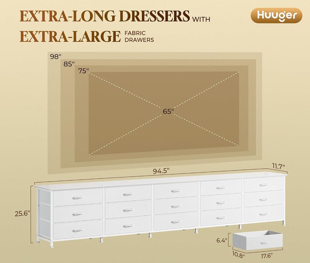 Huuger 94.5 Inch Extra Long Dresser for Bedroom, Large Dresser for Closet