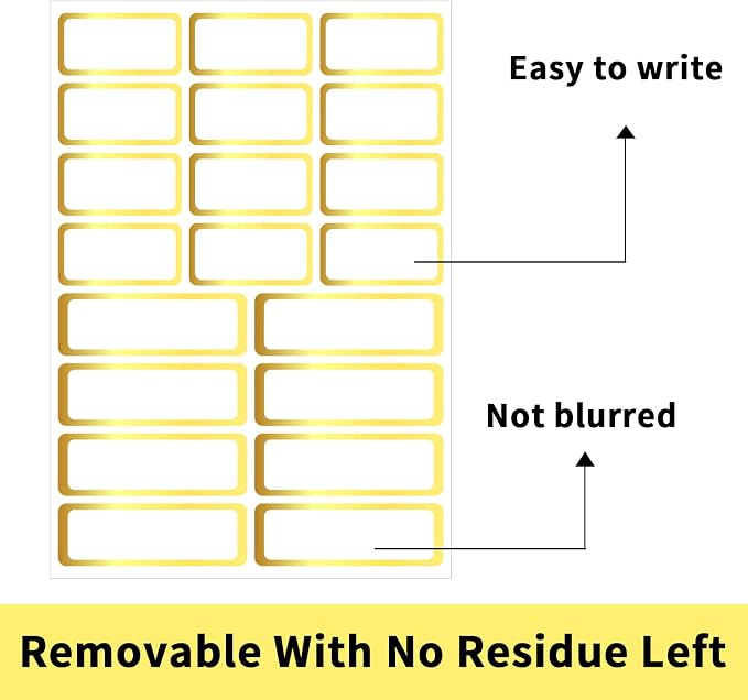 Gold Labels Stickers, Removable Blank Labels Gold Border, Self-Adhesive - Image 3
