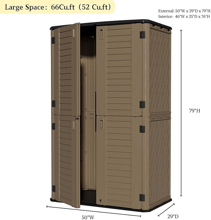 ZZM Large 67 Cu.ft Waterproof Storage Shed, Outdoor Storage Cabinet，Durable - Image 5