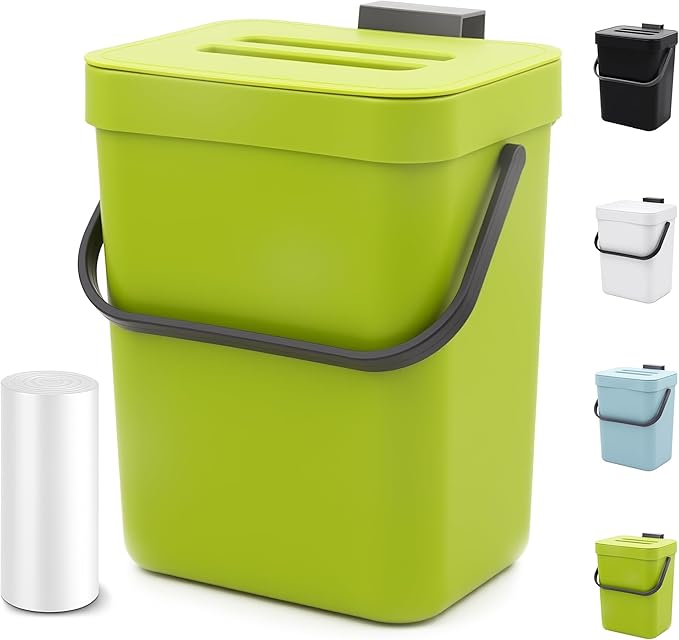 Compost Bin for Kitchen Countertop 5L/1.3 Gal Hanging Small Trash Can by MONGTINGLU