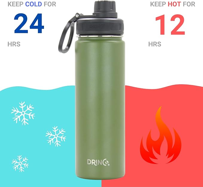 Drinco Stainless Steel Water Bottle Spout Lid Vacuum Insulated Double Wall - Image 3