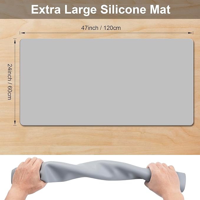 Food Grade Silicone Table Protector Mat 47x24 Inch, Heat Resistant Desk Pad - Image 3
