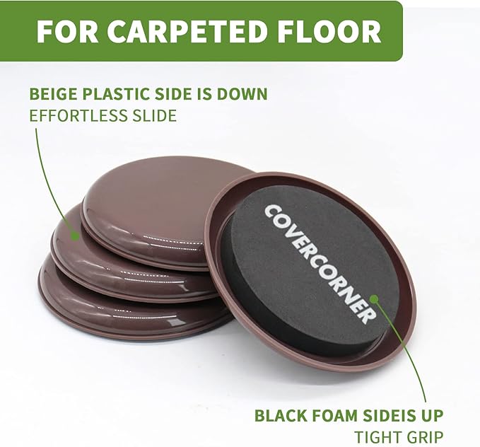 Furniture Sliders for Carpet 8 PCS - Image 2