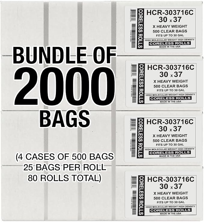 Aluf Plastics High Density Trash Bags, 30 Gallon, 16 Micron, - Image 2