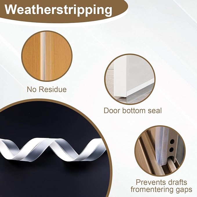 FOURGUN Weather Stripping Door Seal 45 MM * 16.5FT Insulates Soundproofs Perfect - Image 3