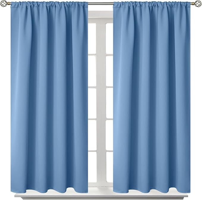 BGment Denim Blue Blackout Curtains 40 Inches Length by BGment