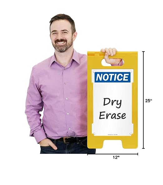 SmartSign 25 x 12 inch “Notice” Write-On Two-Sided Folding Floor Sign, Dry Erase - Image 8