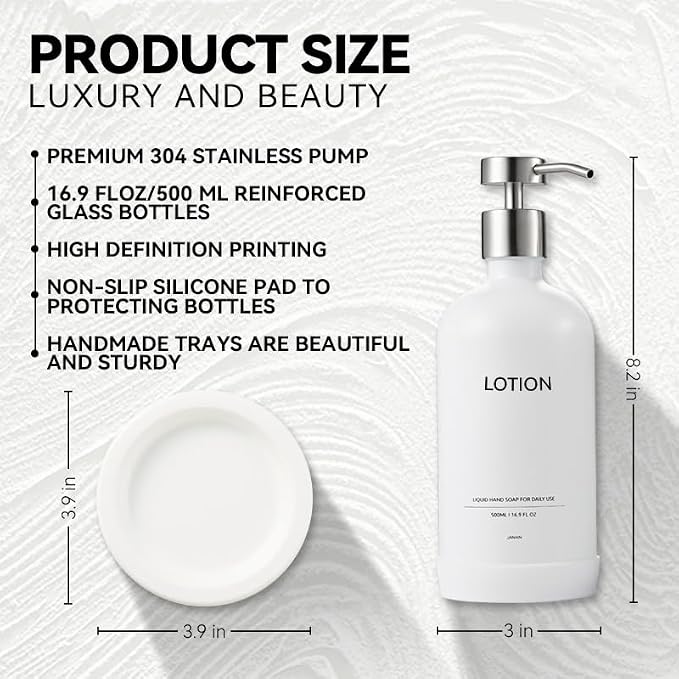 Glass Soap Dispenser Set by Janxin, Bathroom Soap Dispenser Set - Image 2