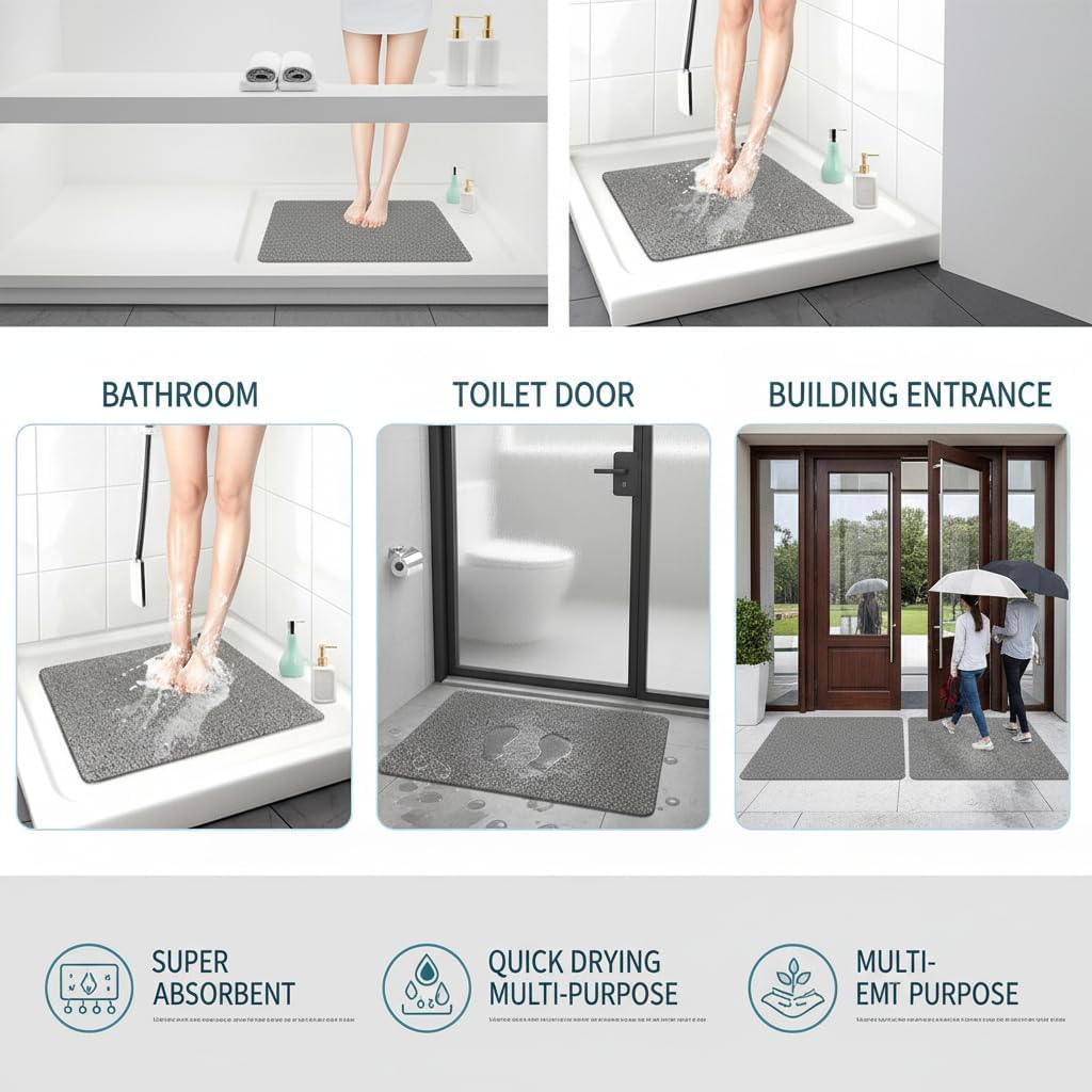 1pc Non-Slip Shower Mat, Heavy-Duty Bath Mat with Foaming Loofah Base, Durable Plastic Material, Easy-Clean Surface for Tub & Bathroom Use