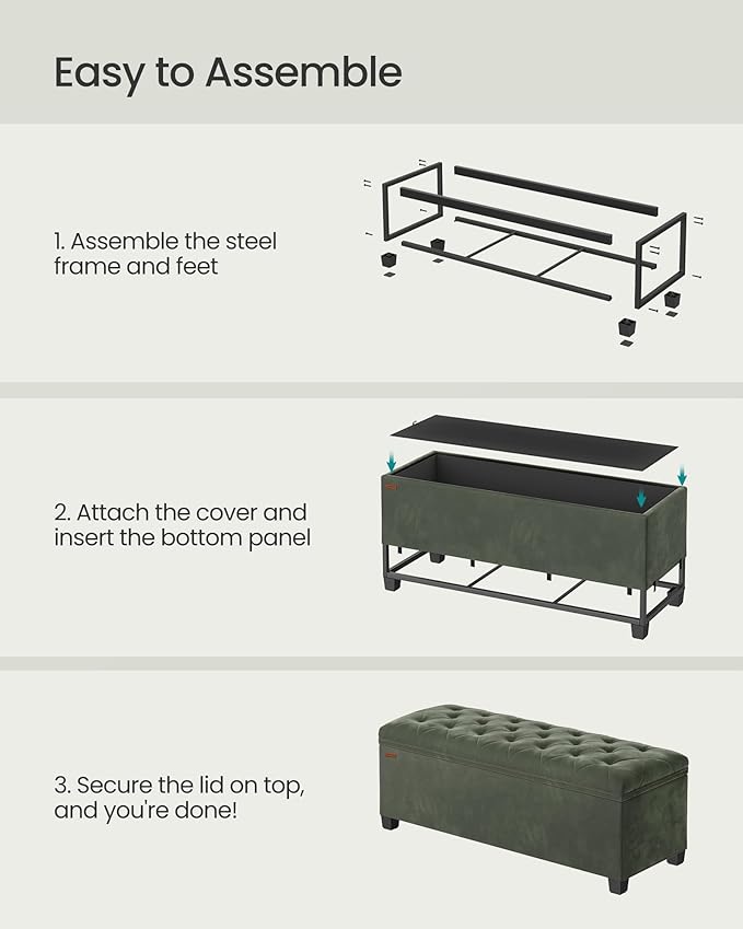 SONGMICS Velvet Storage Ottoman Bench, Foot Rest - Image 6