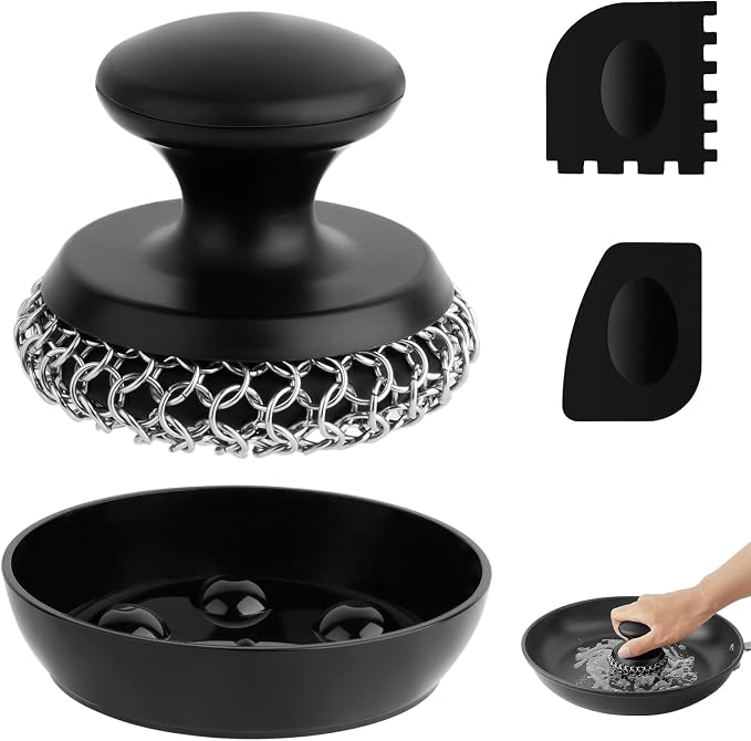 Cast Iron Scrubber Cleaner, Chainmail Scrubber by SEFONE