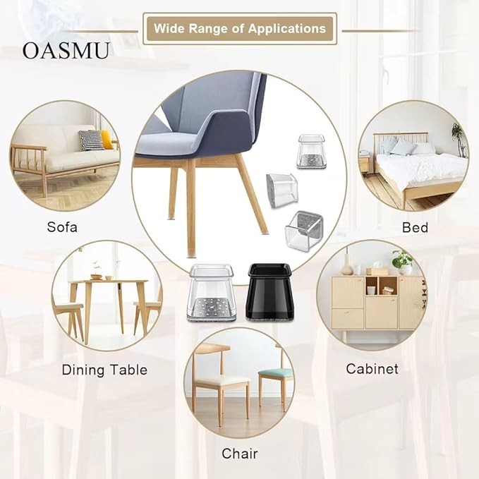 32 Pcs Chair Leg Protectors for Hardwood Floors, OASMU Silicone Felt Furniture - Image 4
