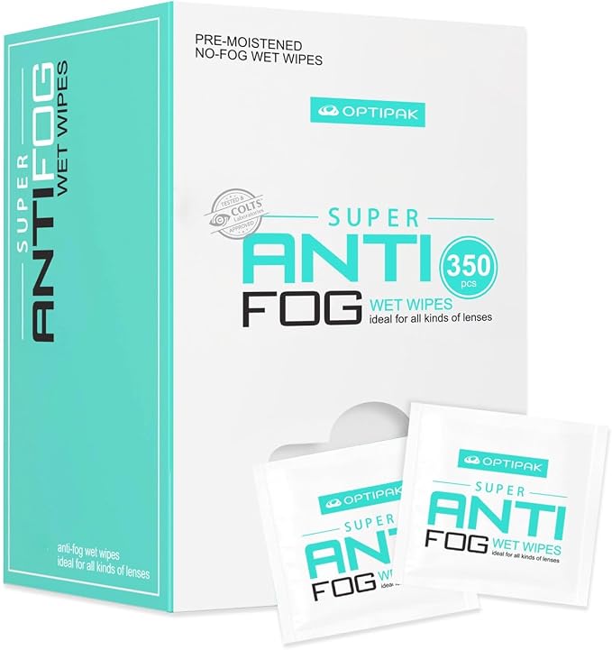 Anti Fog Wipes for Glasses, Binoculars, Face Shields, Ski Masks or Swim Goggles by OPTIPAK