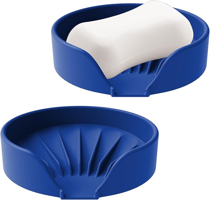 Self Draining Soap Dish, Silicone Suction Cup Soap Holder Tray Savers Container by UltraKeno