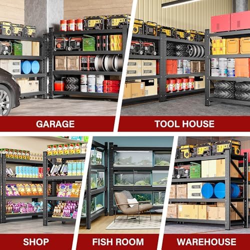 48" Wide Heavy Duty Garage Shelving Units,3000LBS 24 Deep Storage Shelve...