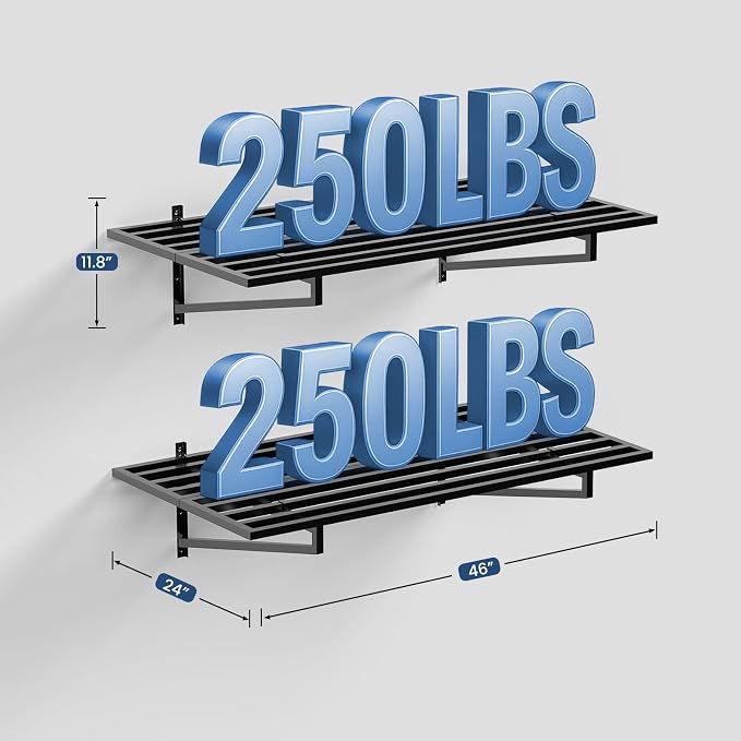 1-Pack Garage Wall Shelves, 250 lbs Capacity, Steel Garage Organization Shelving - Image 3