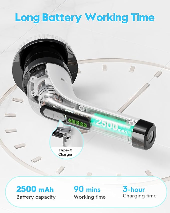 Electric Spin Scrubber for Cleaning Bathroom: Cordless Power Shower Scrubber - Image 2