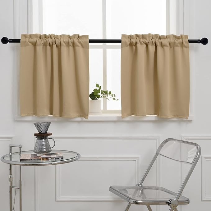 Pickluc Cafe Kitchen Curtains 36 Inches Long 2 Panels, Short Black Out Curtain - Image 2