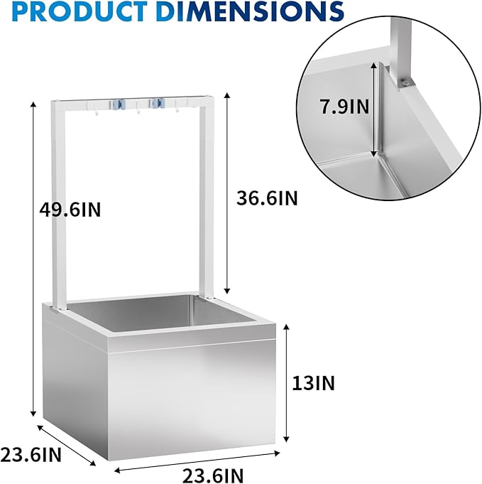 TONGMO Stainless Steel Floor Mop Sink, Mop sink - Image 2